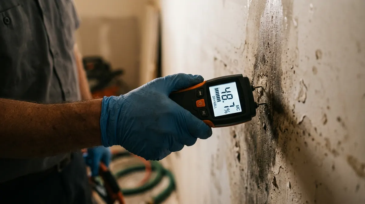 Close-up of Structural Drying & Dehumidification work by Gold Tech Restoration in Holtsville